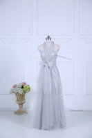 Amazing Grey Sleeveless Tulle Zipper Dama Dress for Wedding Party