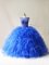 Traditional Tulle Scoop Sleeveless Lace Up Beading and Ruffles Sweet 16 Dress in Royal Blue
