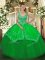Sleeveless Taffeta and Tulle Floor Length Zipper Quinceanera Gown in Green with Beading and Embroidery