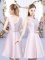 Fancy Bowknot Court Dresses for Sweet 16 Baby Pink Lace Up Sleeveless Mini Length