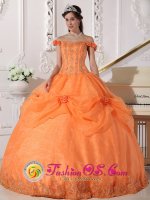Manitou Springs CO Chic Orange Stylish Quinceanera Dress With Off The Shoulder In California