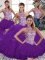 Inexpensive Purple Sleeveless Tulle Lace Up Quinceanera Dress for Military Ball and Sweet 16 and Quinceanera