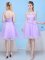 Fashionable Tulle Sleeveless Knee Length Dama Dress for Quinceanera and Bowknot