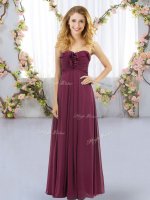 Burgundy Empire Chiffon Sweetheart Sleeveless Ruffles Floor Length Lace Up Court Dresses for Sweet 16(SKU BMT0441-3BIZ)