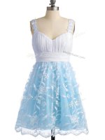 Great Lace Straps Sleeveless Lace Up Lace Court Dresses for Sweet 16 in Light Blue