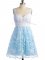 Great Lace Straps Sleeveless Lace Up Lace Court Dresses for Sweet 16 in Light Blue