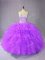 Simple Purple Sleeveless Beading and Ruffles Floor Length Vestidos de Quinceanera