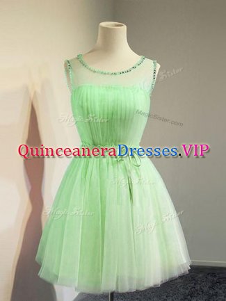 Perfect Scoop Sleeveless Quinceanera Court Dresses Knee Length Belt Tulle