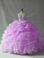 Popular Beading and Ruffles and Pick Ups Quinceanera Dress Lilac Lace Up Sleeveless Brush Train(SKU PSSW1082-6BIZ)