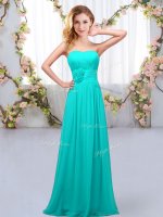 Floor Length Aqua Blue Quinceanera Court of Honor Dress Sweetheart Sleeveless Lace Up