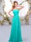 Floor Length Aqua Blue Quinceanera Court of Honor Dress Sweetheart Sleeveless Lace Up