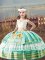 Custom Design Apple Green Lace Up Kids Formal Wear Embroidery Sleeveless Floor Length