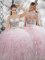 Baby Pink Scoop Lace Up Beading and Ruffles Sweet 16 Dress Sleeveless
