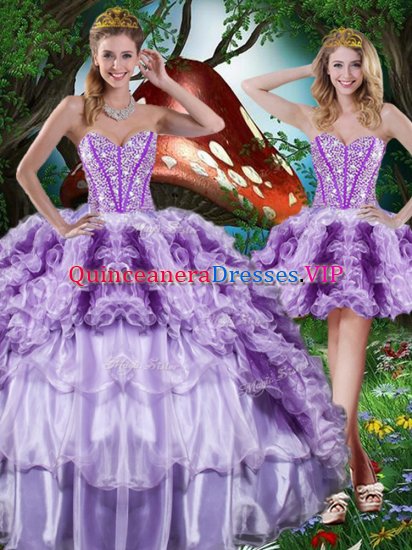 Ball Gowns 15 Quinceanera Dress Multi-color Sweetheart Organza Sleeveless Floor Length Lace Up - Click Image to Close