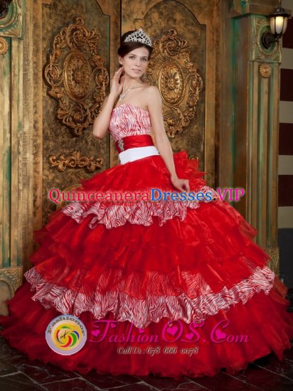 Cienfuegos Cuba Strapless Luxurious Colorful Ruffles Layered Beading Quinceanera Gowns Organza - Click Image to Close