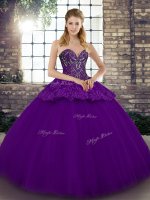 High Class Sleeveless Beading and Appliques Lace Up Sweet 16 Dresses