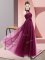 Floor Length Fuchsia Quinceanera Court Dresses Halter Top Sleeveless Lace Up