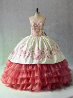 Sleeveless Embroidery and Ruffled Layers Lace Up Vestidos de Quinceanera
