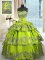 Cute Yellow Green Ball Gowns Sweetheart Sleeveless Taffeta Floor Length Lace Up Embroidery and Ruffled Layers Quinceanera Dresses