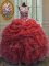 Suitable Coral Red Scoop Lace Up Beading and Ruffles and Pick Ups Sweet 16 Quinceanera Dress Sleeveless