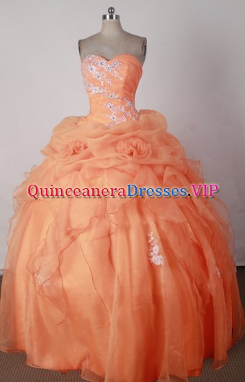 Clearance Ball Gown Sweetheart Neck Floor-length Orange Red Quincenera Dresses TD26001 - Click Image to Close