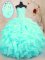 Colorful Aqua Blue Ball Gowns Sweetheart Sleeveless Organza Floor Length Lace Up Beading and Ruffles Vestidos de Quinceanera