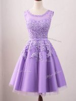 Flirting Lavender Scoop Lace Up Lace Damas Dress Sleeveless