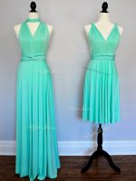 Turquoise Lace Up Quinceanera Court of Honor Dress Ruching Sleeveless Floor Length(SKU SWBD168BIZ)