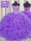 Luxurious Visible Boning Sweetheart Sleeveless Organza Sweet 16 Dress Lace and Ruffles and Sashes ribbons Lace Up