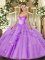 Lavender Tulle Lace Up 15 Quinceanera Dress Sleeveless Floor Length Beading and Ruffles