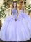 Decent Beading Ball Gown Prom Dress Lavender Lace Up Sleeveless Floor Length