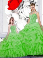 Dazzling Straps Sleeveless Sweet 16 Quinceanera Dress Floor Length Beading and Ruffles and Pick Ups Organza
