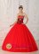 Homer Alaska/AK A-line Quinceaners Dress With Beaded Decorate Bust Red and black Strapless