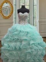 Ball Gowns Quinceanera Gown Apple Green Sweetheart Organza Sleeveless Floor Length Lace Up(SKU PSSW0104-5BIZ)