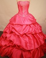 Beautiful ball gown strapless chapel taffeta coral red embroidery with beading quinceanera dresses FA-X-68(SKU FAo14X15)
