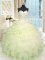 Light Yellow Organza Lace Up Sweet 16 Dresses Sleeveless Floor Length Beading and Ruffles