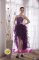Koloa Hawaii/HI Purple Column Sweetheart High-low Flirty Organza Beading Quinceanera Dama Dress