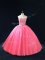 Fancy Ball Gowns Quinceanera Dress Hot Pink Sweetheart Tulle Sleeveless Floor Length Side Zipper
