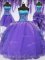 Noble Four Piece Strapless Sleeveless Quinceanera Dress Floor Length Embroidery and Ruffles Lavender Organza