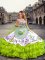 Yellow Green Lace Up Sweetheart Embroidery and Ruffled Layers Ball Gown Prom Dress Organza Sleeveless