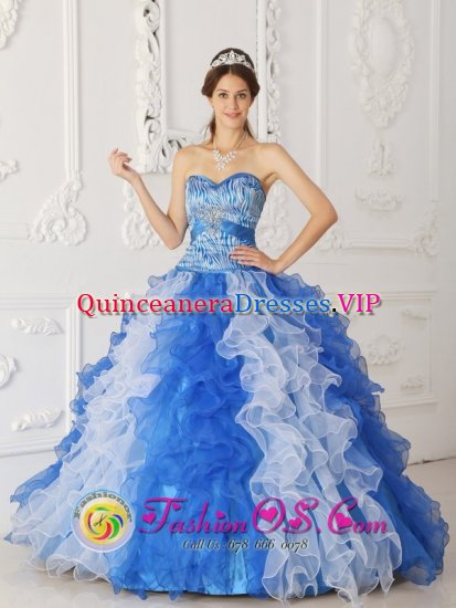 Pocono Pines Pennsylvania/PA Organza Quinceanera Dress In Beaded Decorate Multi - Click Image to Close