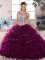 New Arrival Dark Purple Ball Gowns Beading and Ruffles Quinceanera Gowns Lace Up Organza Sleeveless Floor Length