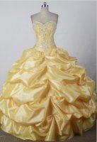 Clearance Sweet Ball Gown Sweetheart Floor-length Yellow Quincenera Dresses TD26005