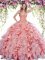 Fitting Watermelon Red Ball Gowns Organza and Taffeta Sweetheart Sleeveless Beading and Ruffles Floor Length Lace Up 15 Quinceanera Dress