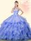 Hot Selling Lavender Sleeveless Organza Lace Up Vestidos de Quinceanera for Military Ball and Sweet 16 and Quinceanera