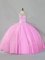 Baby Pink Scoop Zipper Sequins Quince Ball Gowns Sleeveless