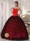 Conflans-Sainte-Honorine France Gorgeous Red Quinceanera Dress Lace and Bowknot Decorate Bodice Sweetheart Tulle and Taffeta Ball Gown