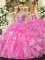 Gorgeous Sweetheart Sleeveless Lace Up Sweet 16 Dresses Rose Pink Organza