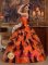 Boardman Ohio/OH Beautiful Orange taffeta and multi-color organza Strapless Quinceanera Dress
