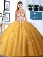 Pretty Halter Top Sleeveless Tulle Ball Gown Prom Dress Embroidery and Pick Ups Lace Up(SKU SJQDDT855002-5BIZ)